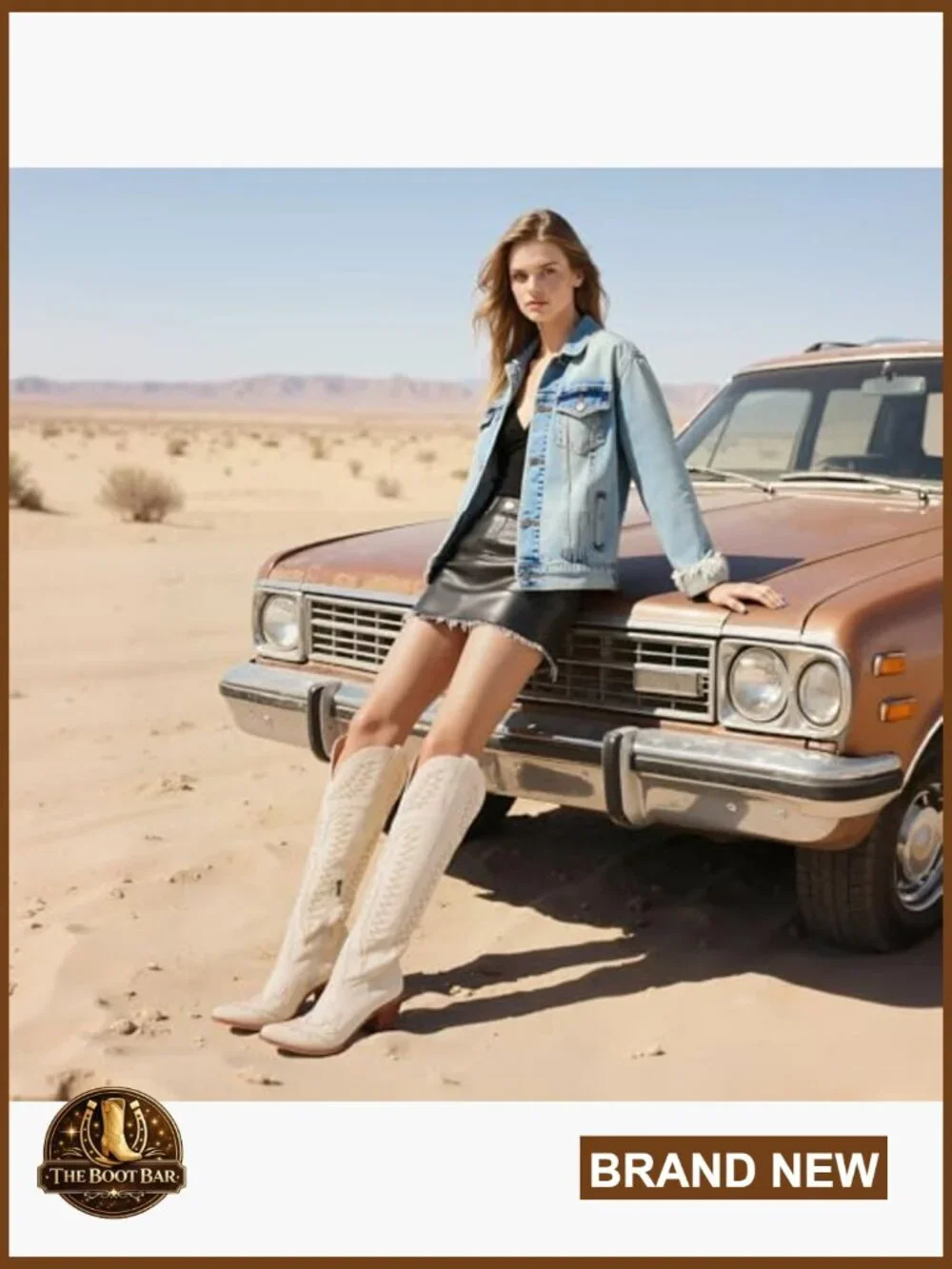 Leather Over-the-Knee Cowboy Boots with Chunky Heel and Square Toe